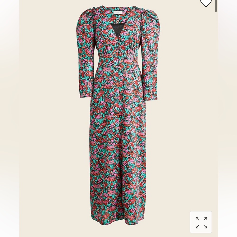 J.Crew Collection Drapey Puff-Sleeve Dress in Ratti Red Blooms - Picture 4 of 15